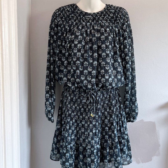 Michael Michael Kors Floral Long Sleeve Mini Dress in Blue • M - Picture 2 of 9